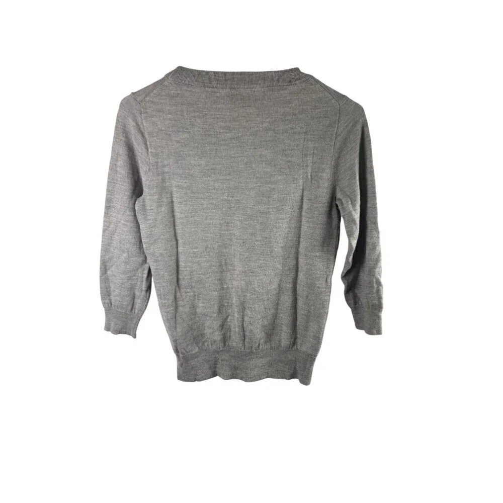 J. Crew Women's Gray Merino Wool Lightweight Crewneck Sweater Size S EUC